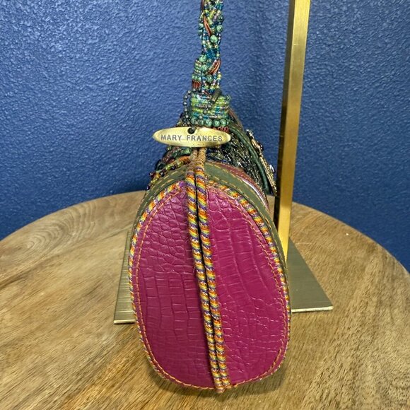 Mary Frances Heavily Embellished Mother of Pearl Beaded East West Shoulder Bag - Picture 4 of 6